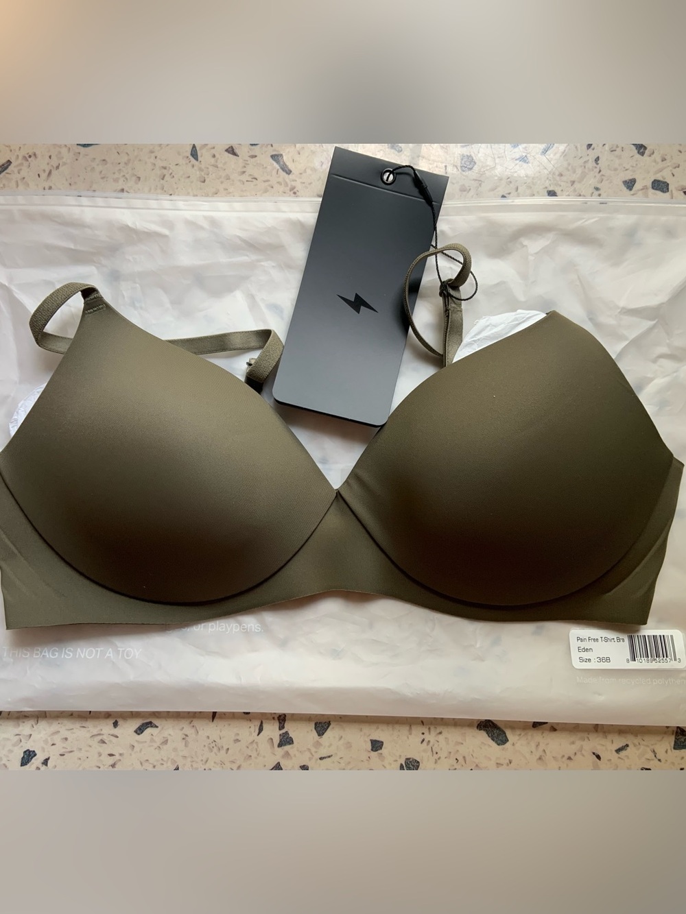 NWT EBY Olive Green Seamless T-Shirt Bra